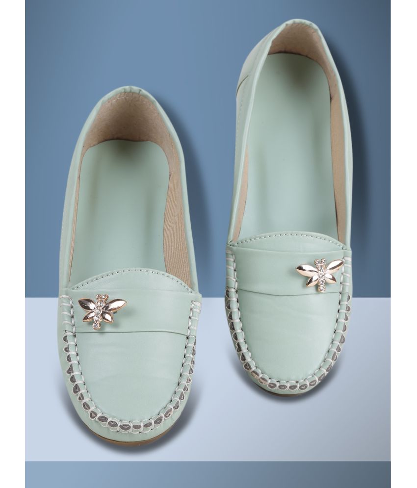     			PERY PAO Sea Green Women's Loafers