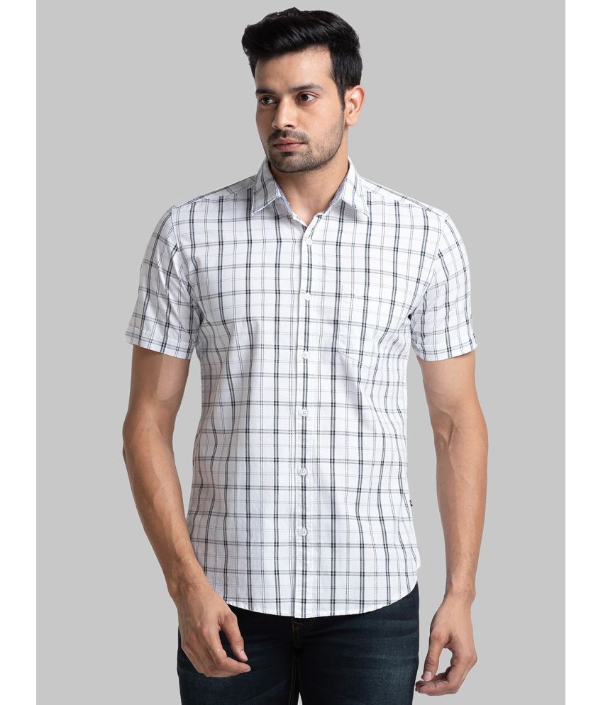     			Parx 100% Cotton Slim Fit Checks Half Sleeves Men's Casual Shirt - White ( Pack of 1 )