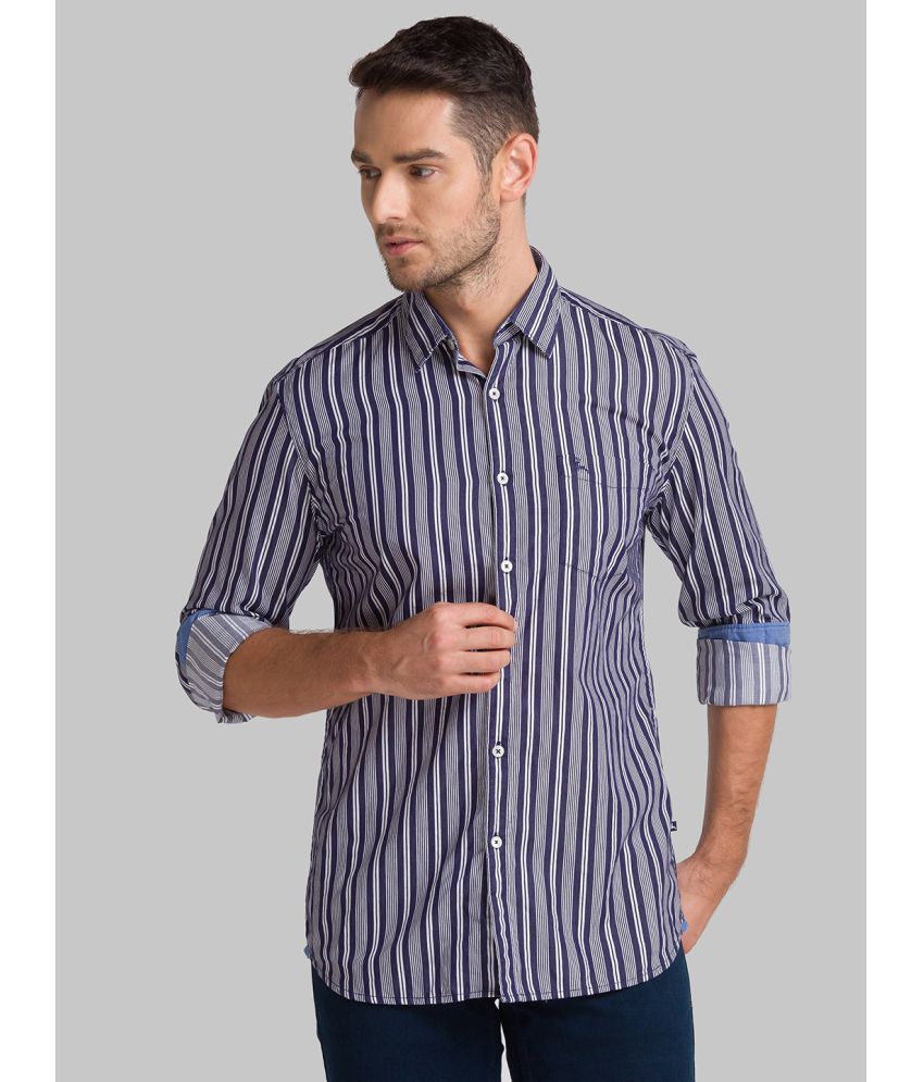     			Parx 100% Cotton Slim Fit Striped Full Sleeves Men's Casual Shirt - Blue ( Pack of 1 )