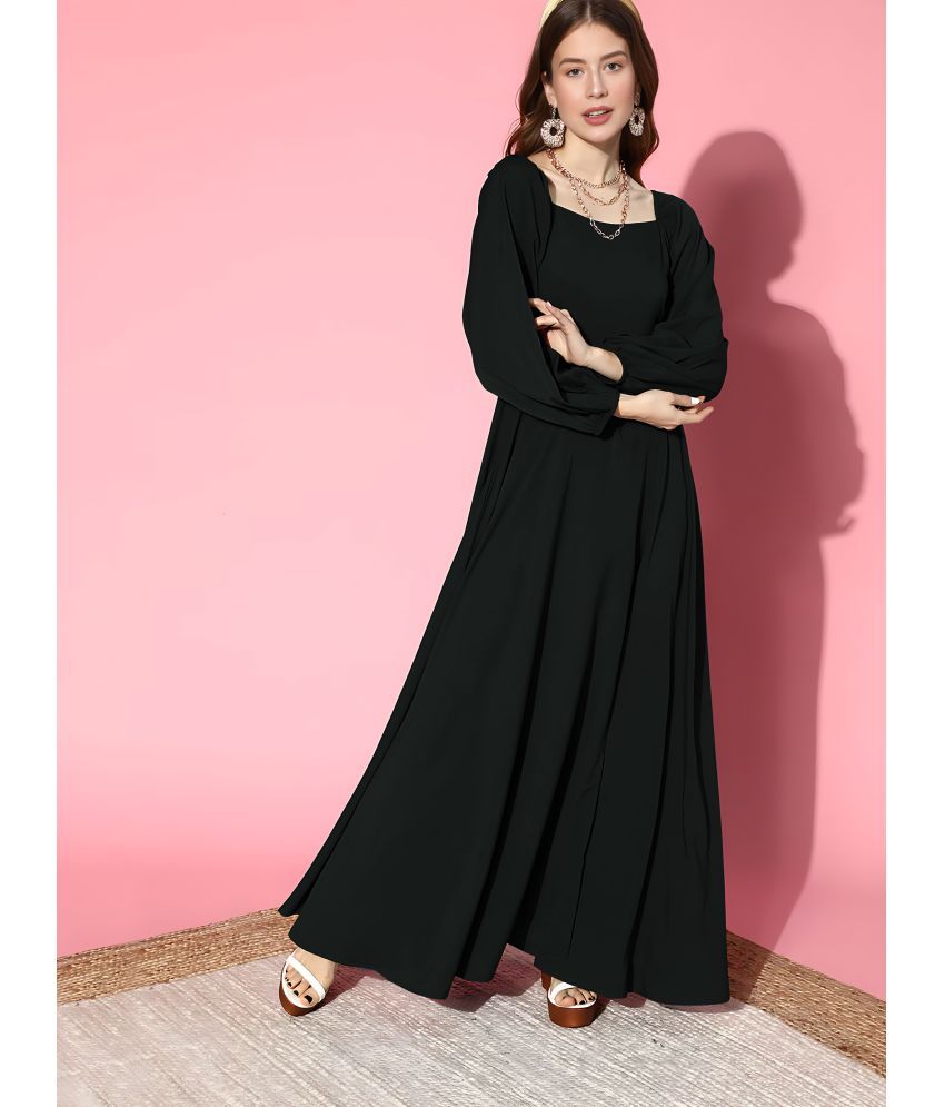     			RAIYANI FASHION Polyester Solid Full Length Women's Side Slit Dress - Black ( Pack of 1 )
