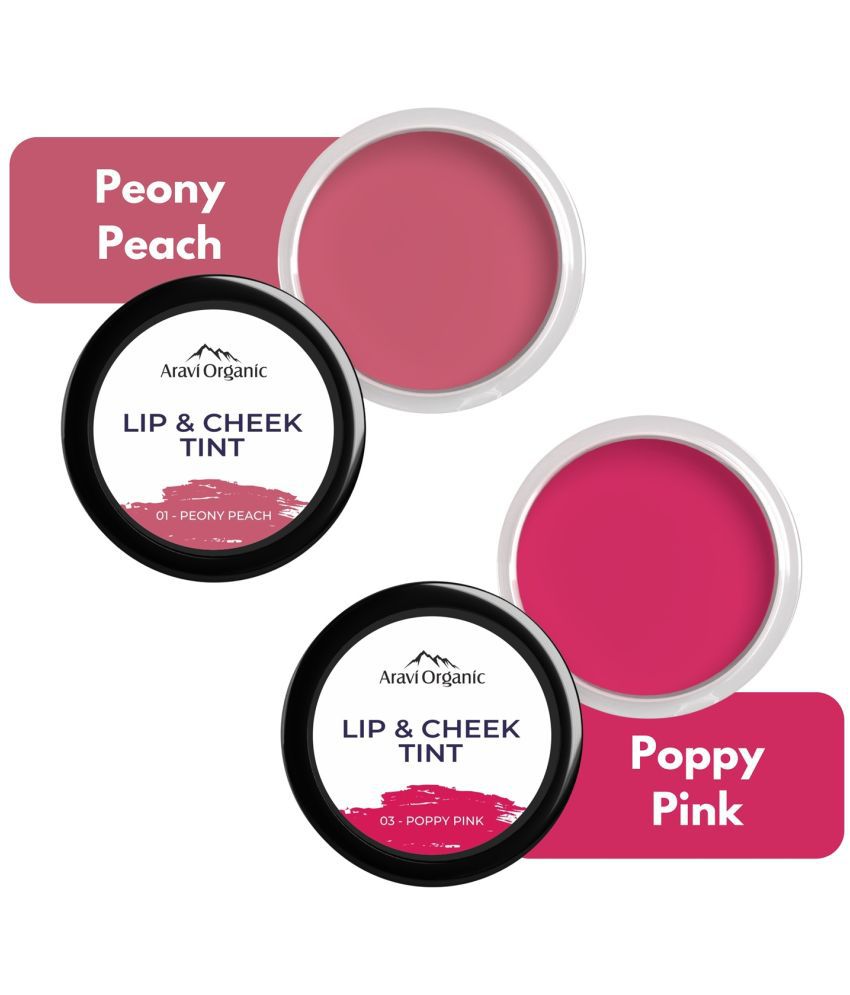     			Aravi Organic Peony Peach & Poppy Pink Lip Tint Lip Care Combo: Natural Shades for Beautiful Lips ( Peony Peach & Poppy Pink Lip & Cheek Tint - 8g )