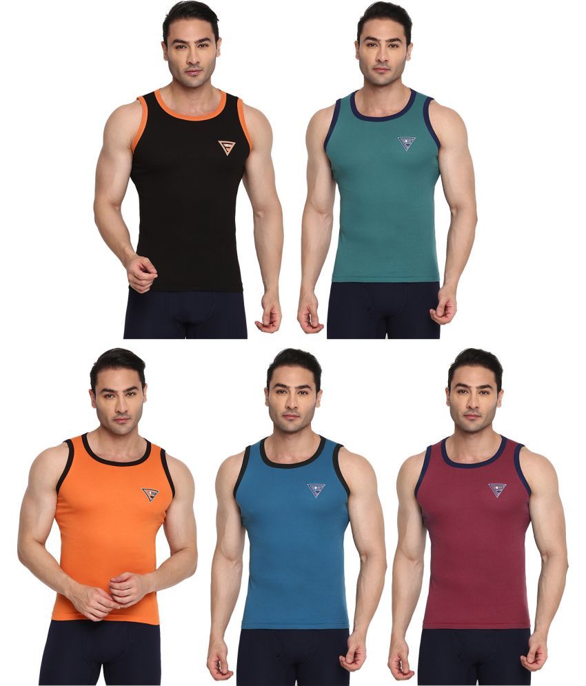     			COLORS by Rupa Frontline Multicolor Cotton Men's Vest ( Pack of 5 )