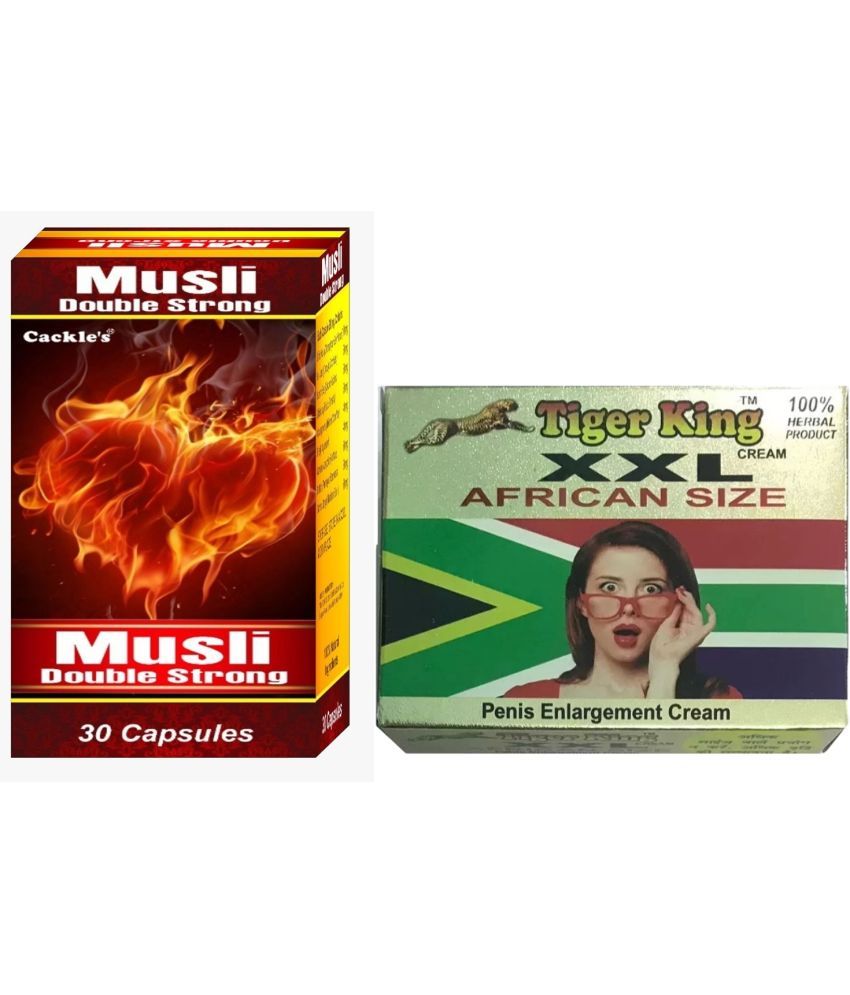     			Cackle's Musli Double Strong Herbal Capsule 30no.s & Tiger King XXL Cream 25g Combo Pack For Men