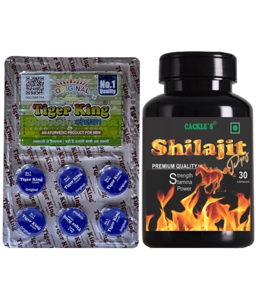     			Cackle's Shilajit Pro Capsules 30 no.s and Tiger King Delay Cream Strip, Combo Pack