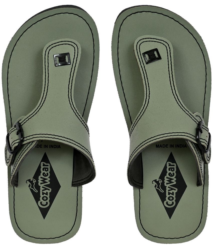     			Cozy Wear Olive Men's Leather Slipper