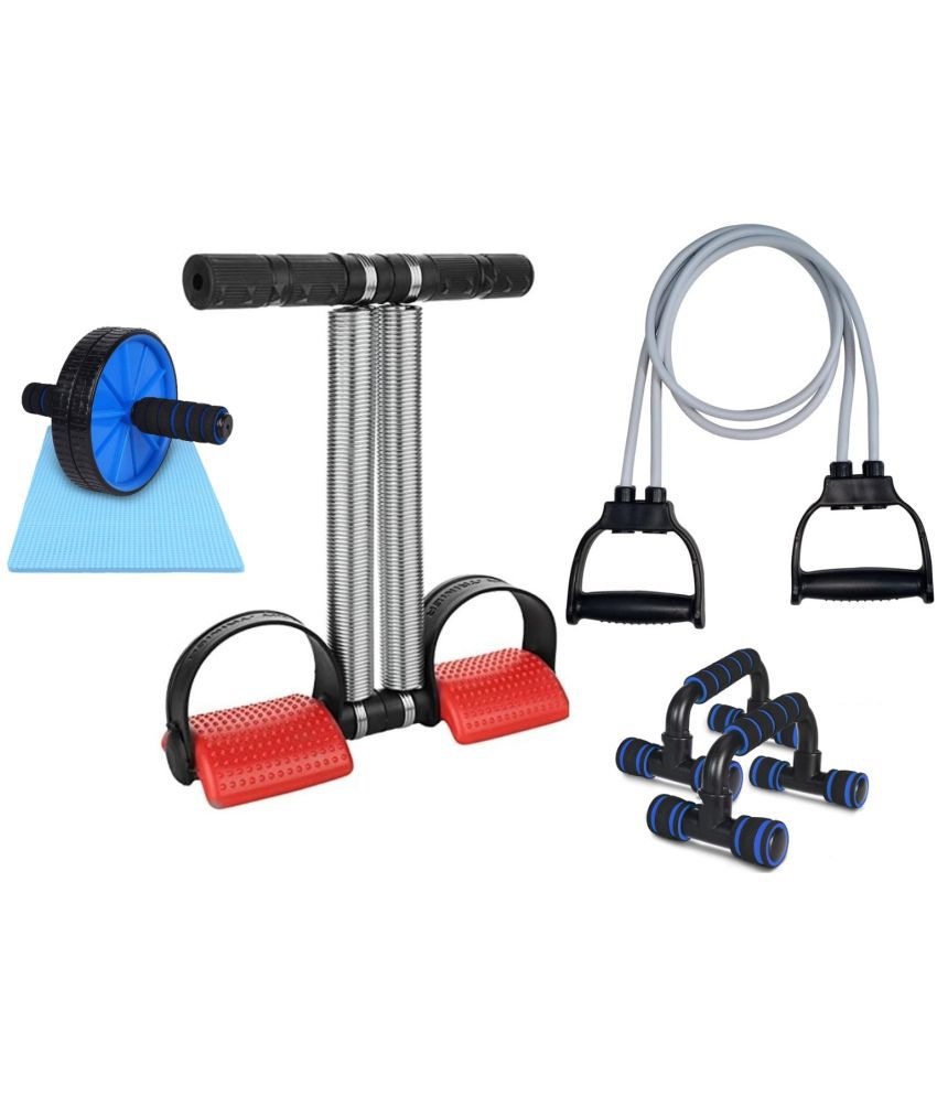     			HORSE FIT Double Spring Tummy Trimmer, Double Wheel Ab Roller, Pushup Bar and Double Toning Resistance Tube Home Gym Exercise Equipment for Men Women Best Gym Kit Combo for Home Workout (Multicolor)