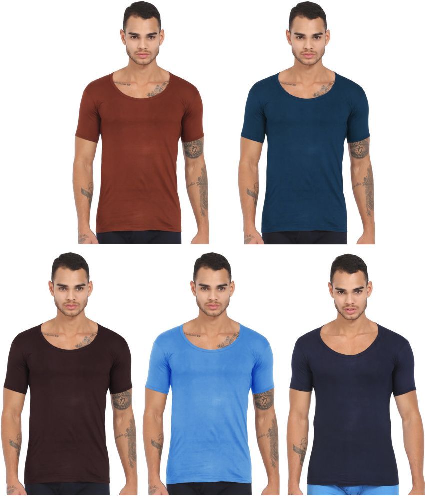     			Rupa Frontline Multicolor Cotton Men's Vest ( Pack of 5 )