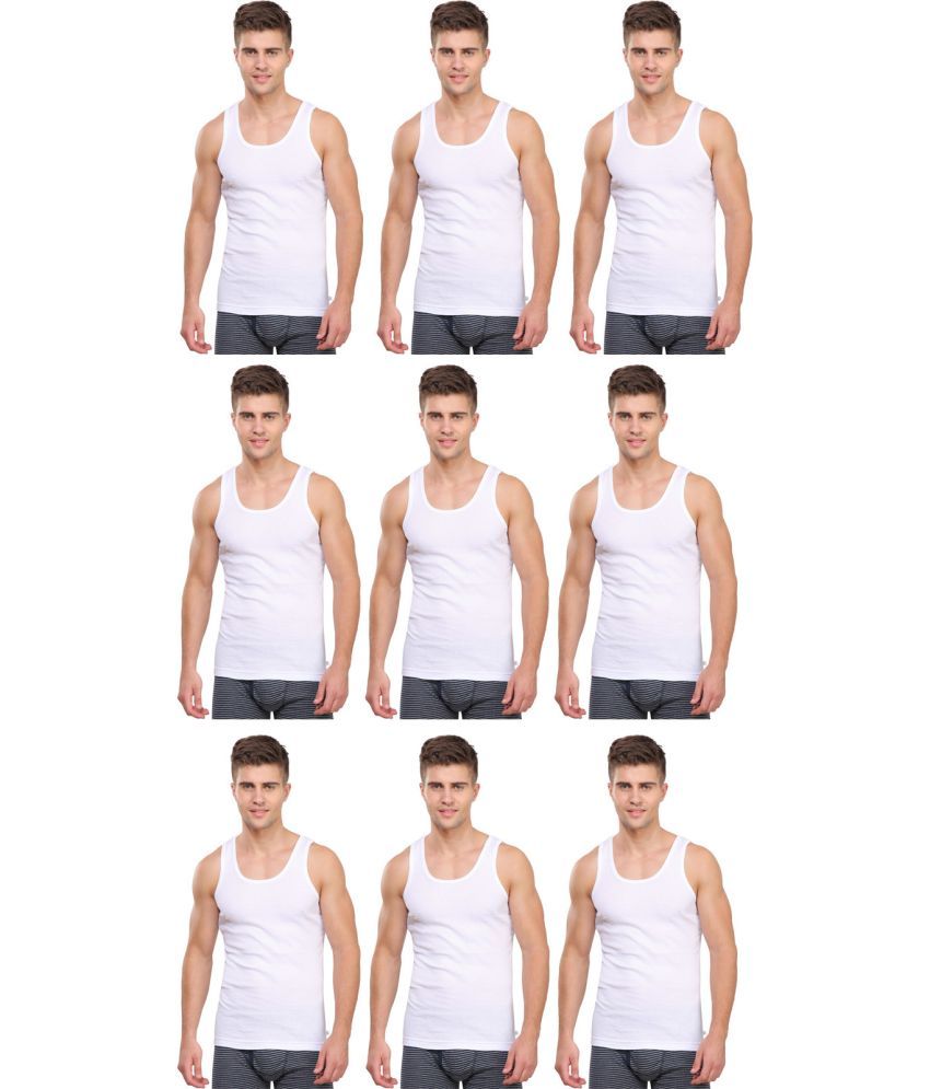     			Rupa Frontline White Cotton Men's Vest ( Pack of 9 )