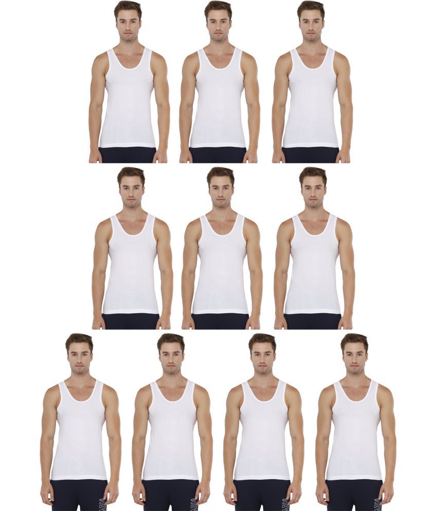     			Rupa Jon White Cotton Men's Vest ( Pack of 10 )