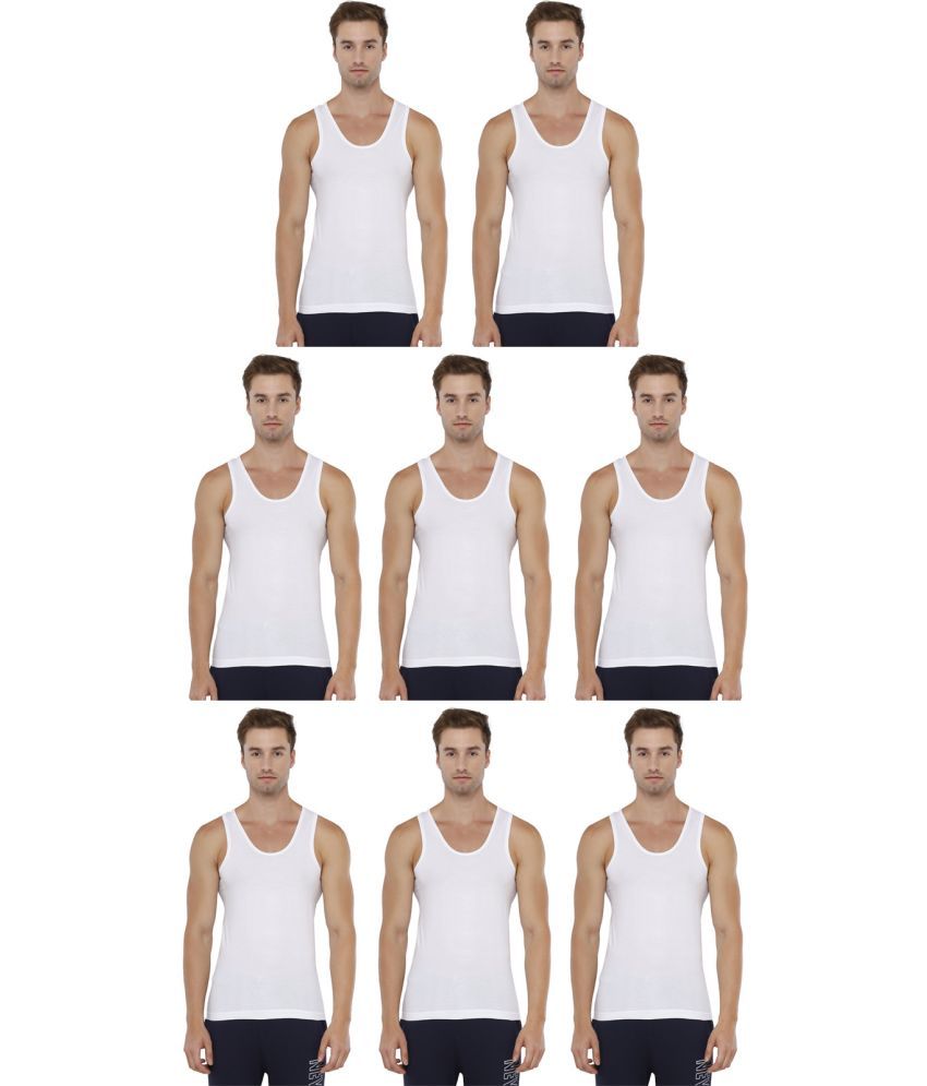     			Rupa Jon White Cotton Men's Vest ( Pack of 8 )