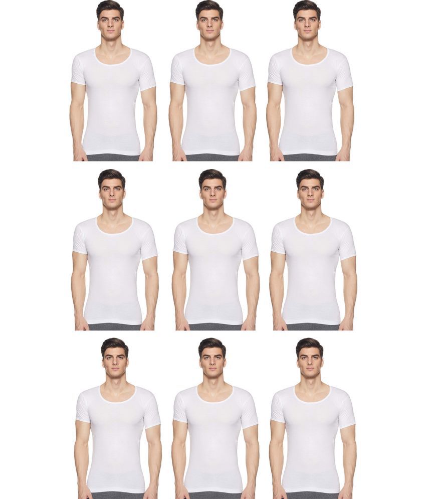     			Rupa Jon White Cotton Men's Vest ( Pack of 9 )