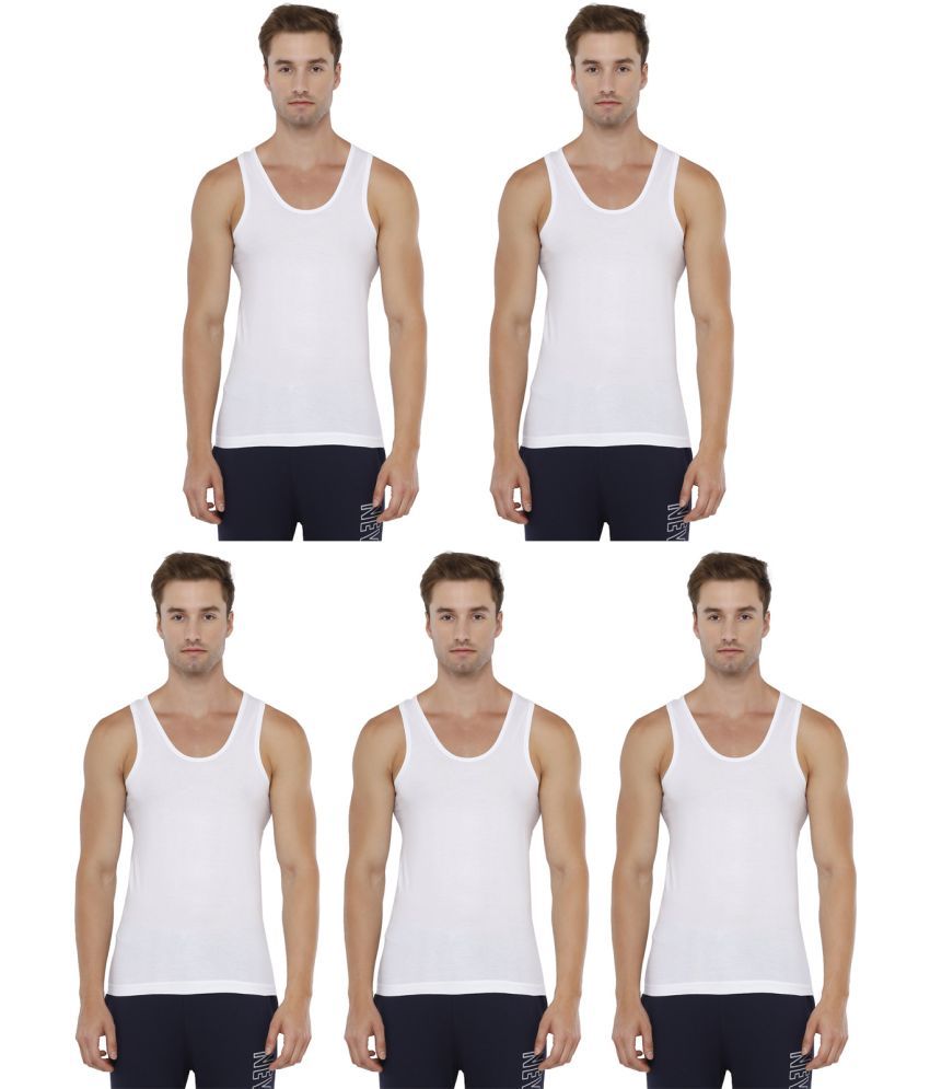     			Rupa Jon White Cotton Men's Vest ( Pack of 5 )