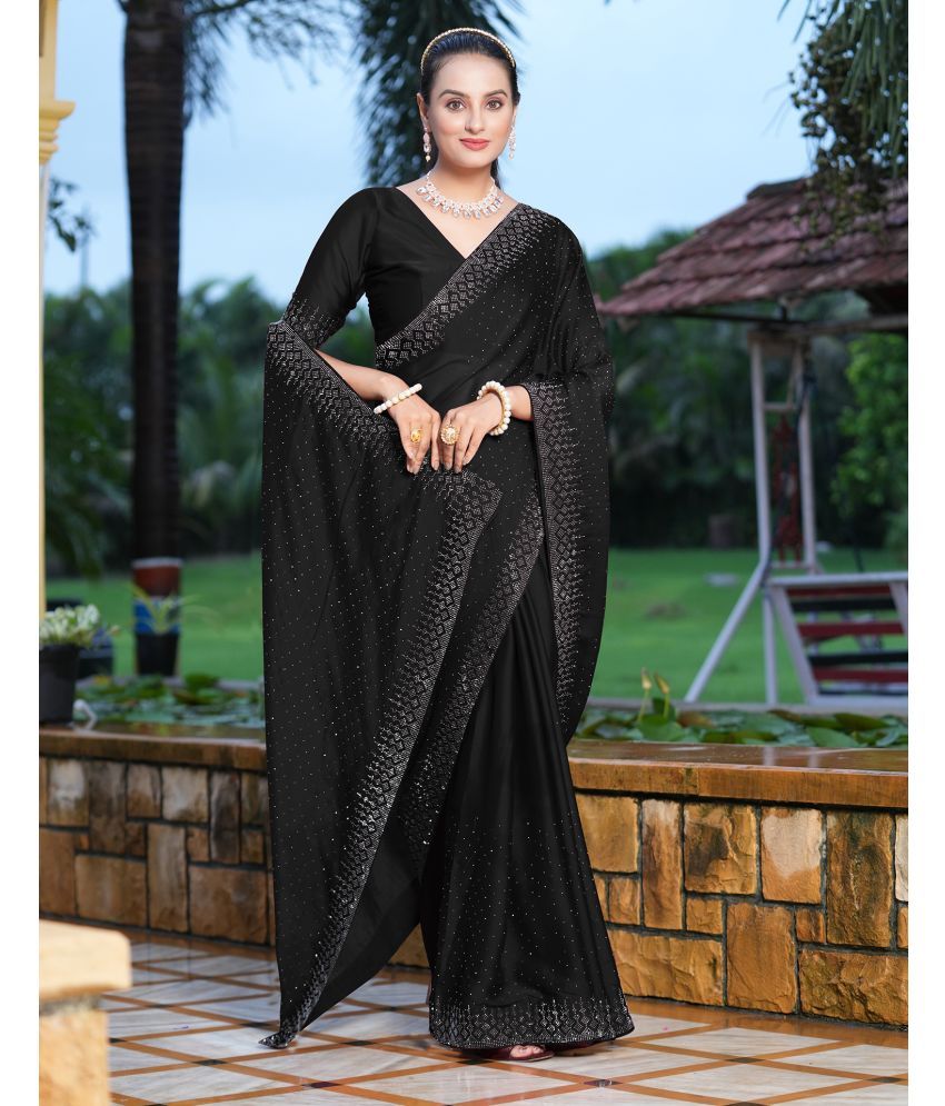     			Samah Georgette Embellished Saree With Blouse Piece - Black ( Pack of 1 )