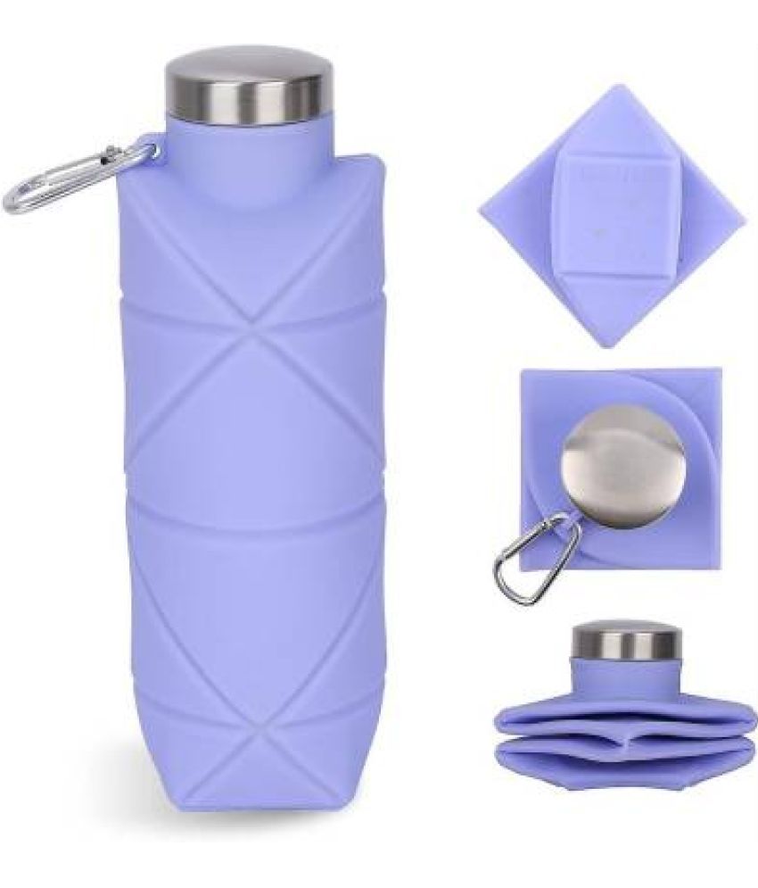     			Shopeleven Foldable Water Bottles for Travel, Gym Purple Silicone Water Bottle 700 mL ( Set of 1 )