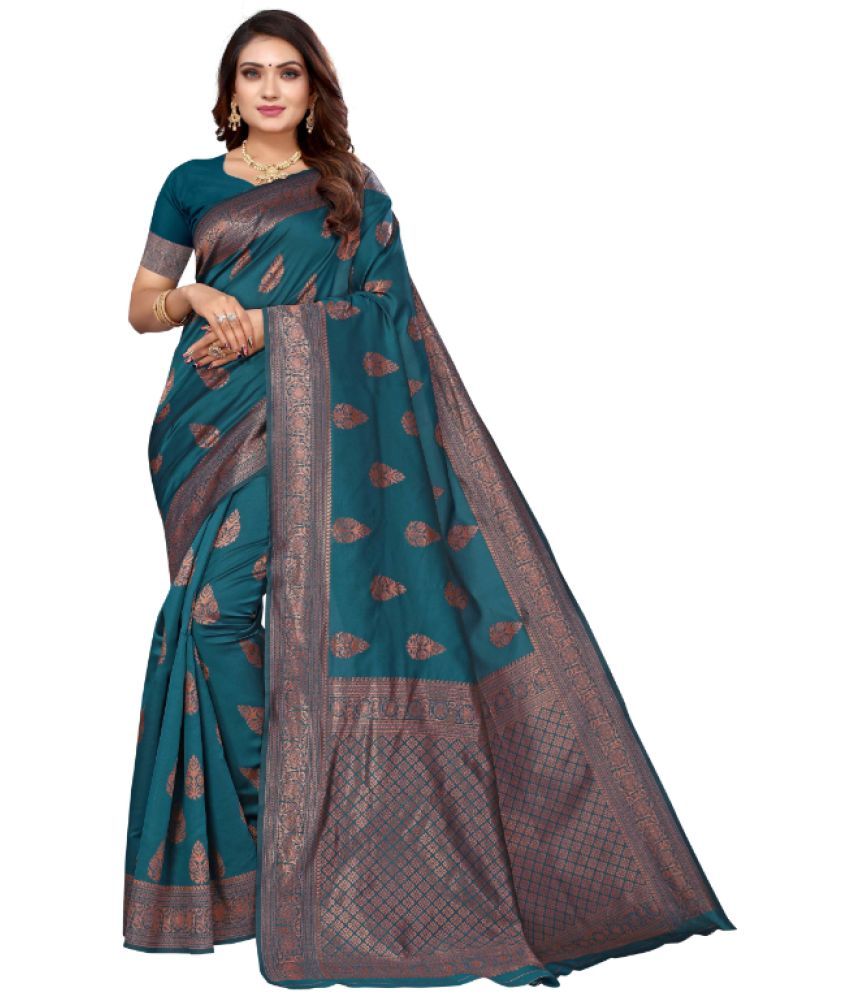     			Aadvika Banarasi Silk Printed Saree With Blouse Piece - Multicolor ( Pack of 1 )