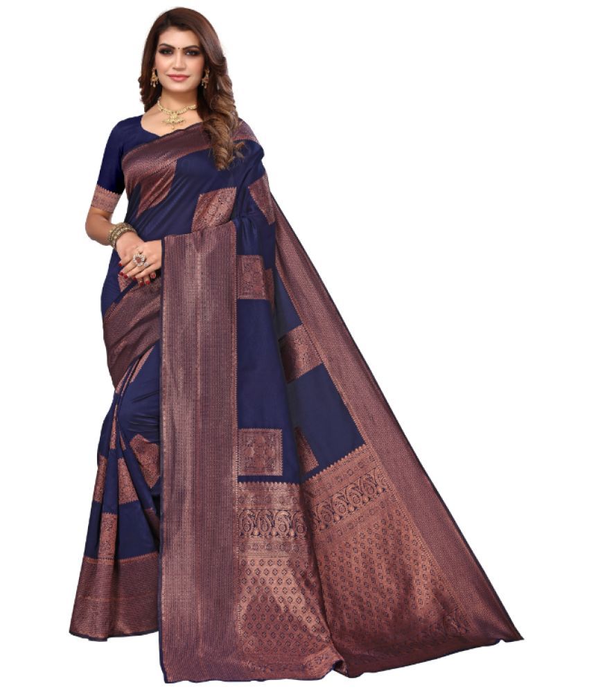     			Aadvika Banarasi Silk Printed Saree With Blouse Piece - Multicolor ( Pack of 1 )