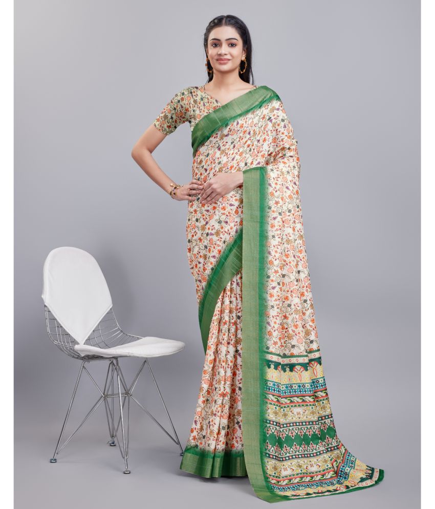     			Aadvika Satin Printed Saree With Blouse Piece - Multicolour ( Pack of 1 )