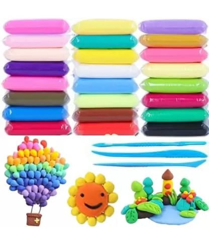     			ECLET (Pack of 12) Air Dry Clay, Colorful Children Soft Clay, Creative Art Crafts, Gifts for Kids-Multi Color. Non-Toxic Modeling Magic Fluffy Foam Bouncing Clay Putty Kit for Kids with Tools .100