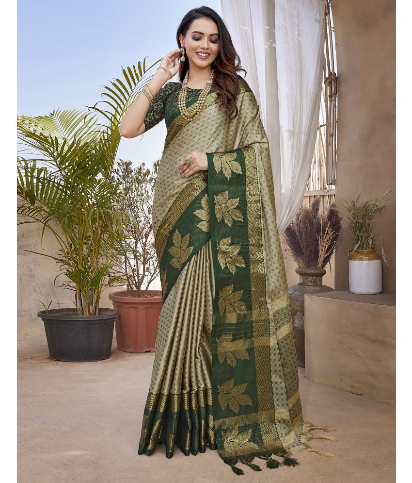     			Samah Cotton Silk Woven Saree With Blouse Piece - Beige ( Pack of 1 )