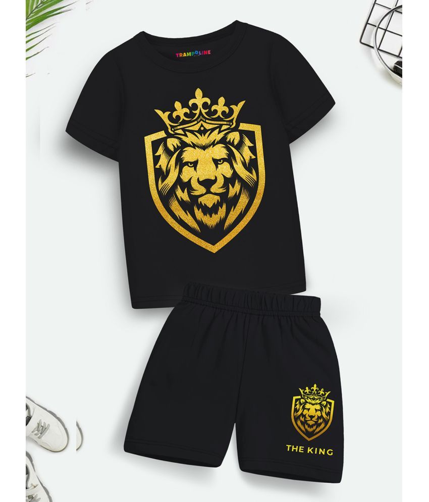     			Trampoline Black Cotton Blend Boys T-Shirt & Shorts ( Pack of 1 )