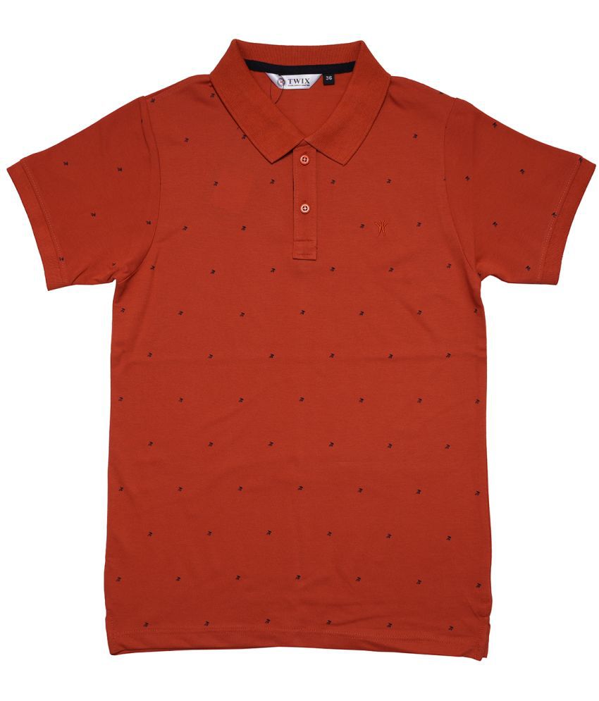     			Twix Orange Cotton Blend Boy's Polo T-Shirt ( Pack of 1 )