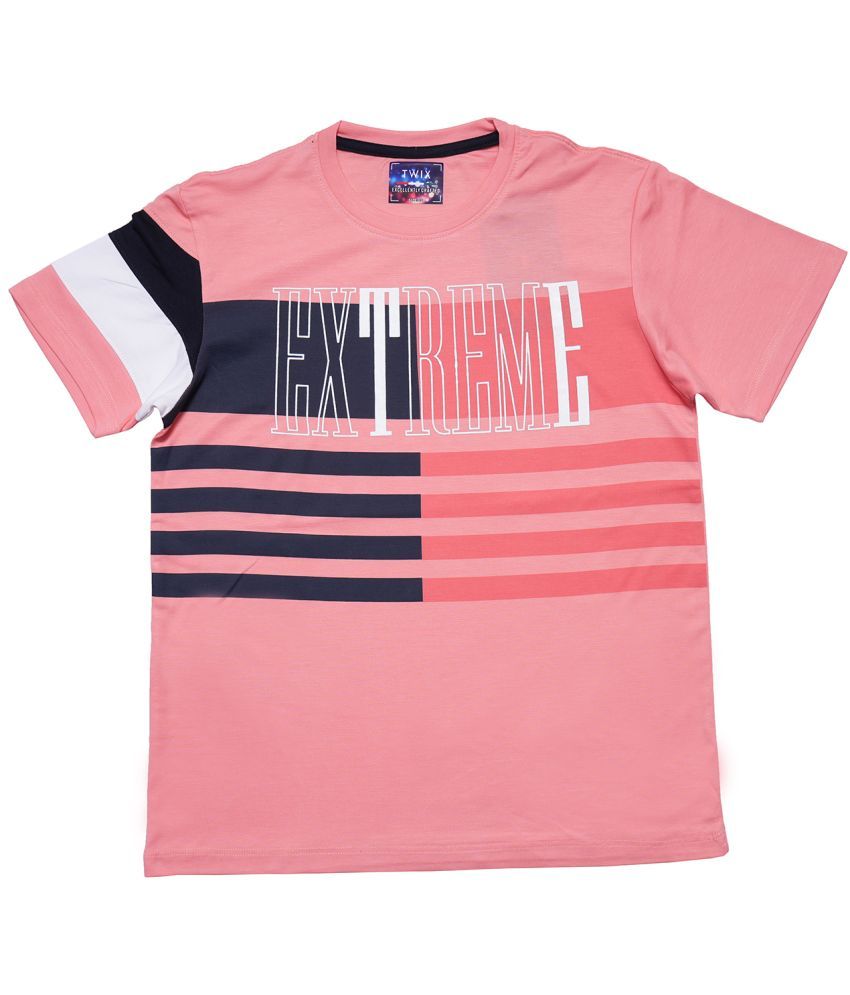     			Twix Pink Cotton Blend Boy's T-Shirt ( Pack of 1 )