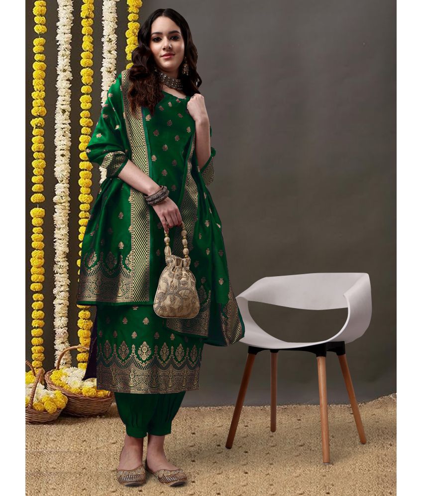     			kedar fab Banarasi Self Design Kurti With Pants Women's Stitched Salwar Suit - Green ( Pack of 1 )