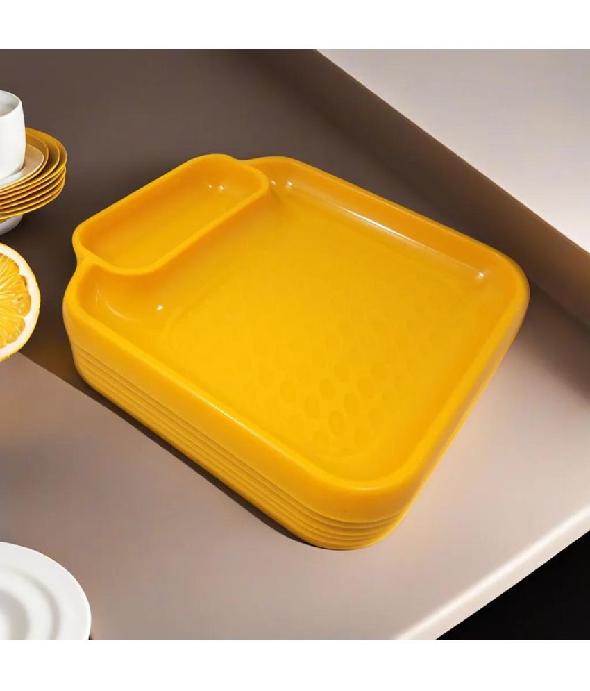     			kitchrox 6 Pcs Plastic Yellow Platter