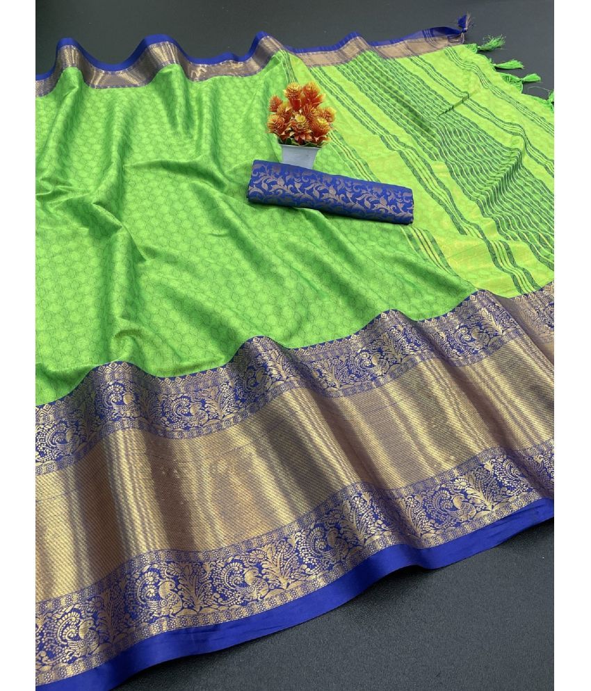     			Apnisha Cotton Silk Embellished Saree With Blouse Piece - Mint Green ( Pack of 1 )