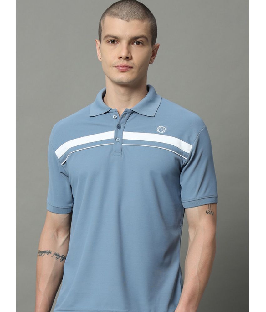     			FXSPORTS Cotton Blend Regular Fit Striped Half Sleeves Men's Polo T Shirt - Blue ( Pack of 1 )