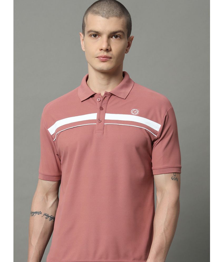     			FXSPORTS Cotton Blend Regular Fit Striped Half Sleeves Men's Polo T Shirt - Dark Pink ( Pack of 1 )