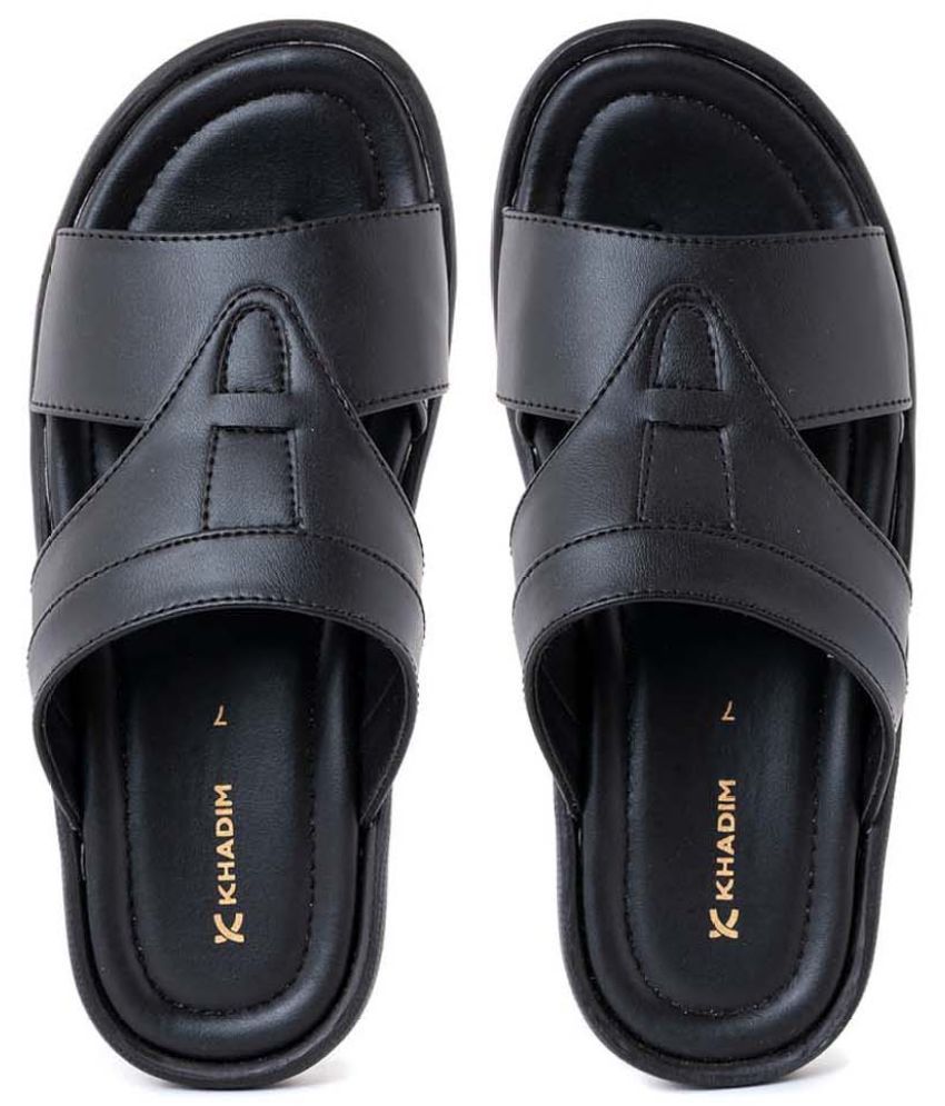     			KHADIM - Black Men's Floater Sandals