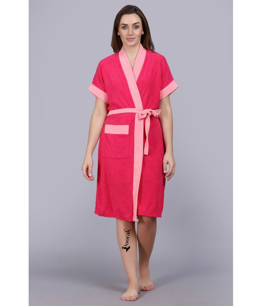     			Poorak Pink Free Size Bathrobe ( Pack of 1 )