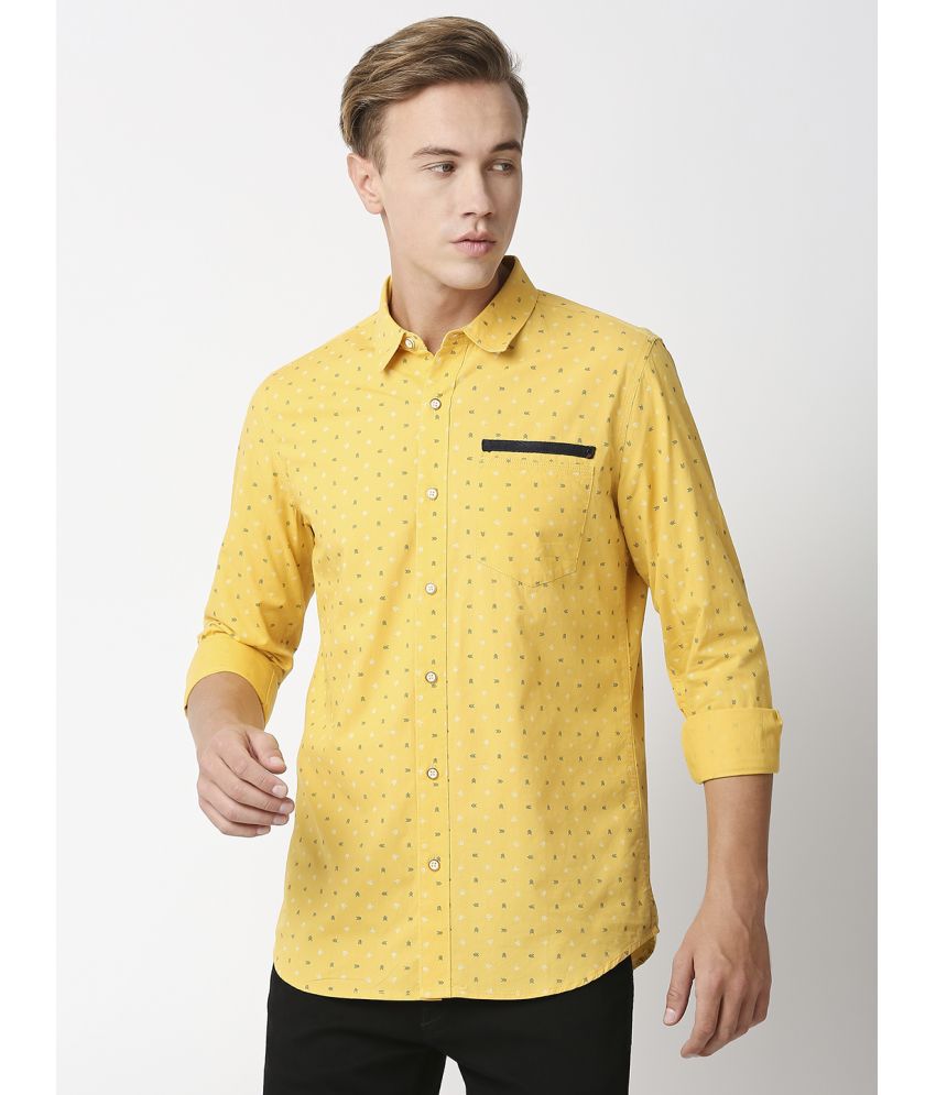     			Solemio 100% Cotton Slim Fit Printed Full Sleeves Men's Casual Shirt - Yellow ( Pack of 1 )