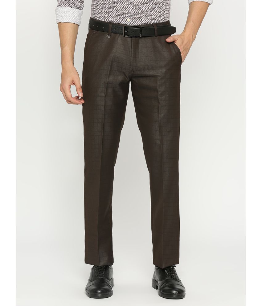     			Solemio Slim Flat Men's Formal Trouser - Brown ( Pack of 1 )