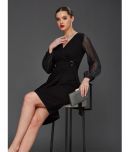 Miss Chase Polyester Solid Knee Length Women's Wrap Dress - Black ( Pack of 1 )