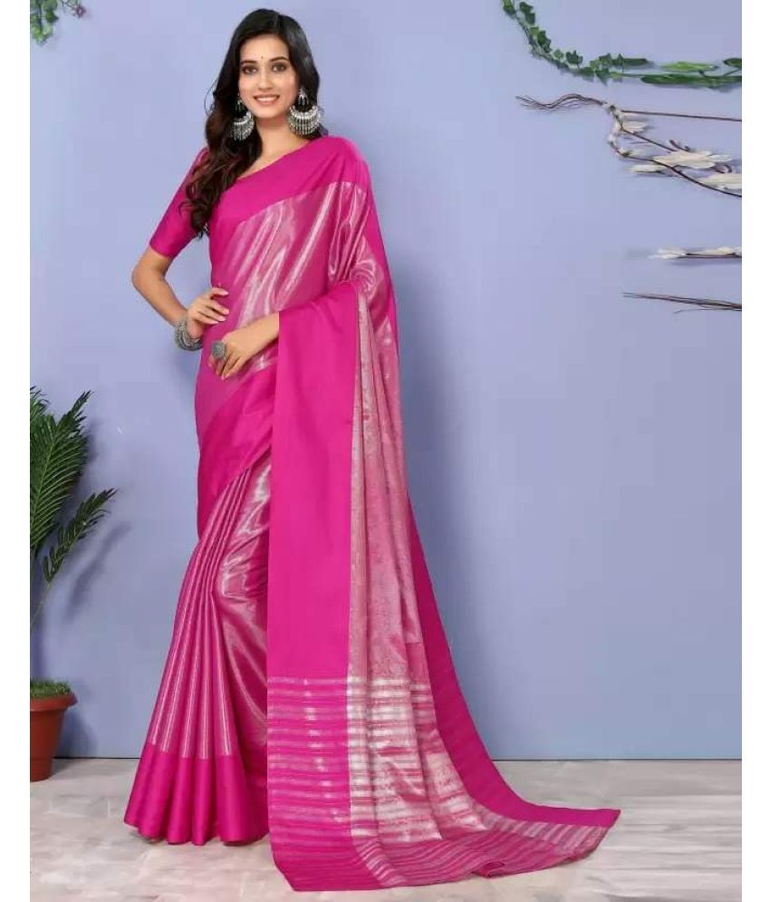     			Aika Banarasi Silk Embellished Saree With Blouse Piece - Pink ( Pack of 1 )