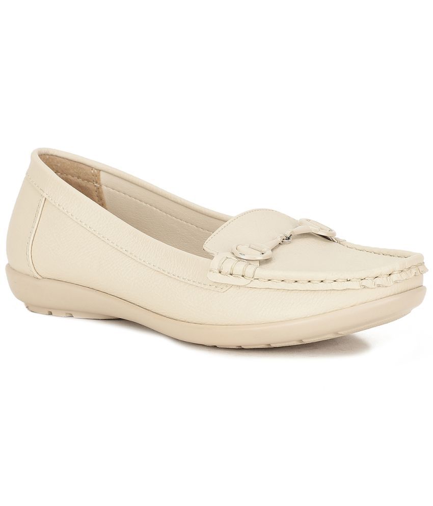     			Bata Off White Women's Loafers