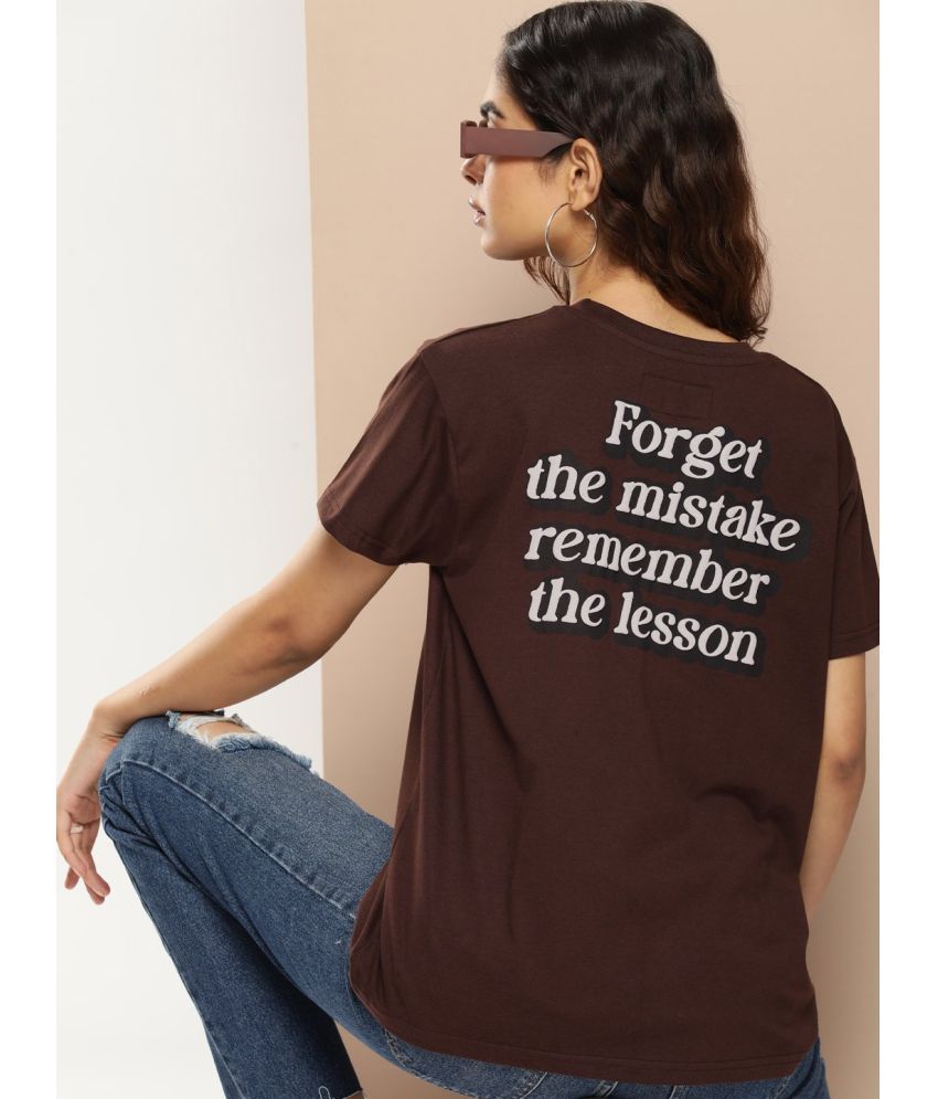     			Difference of Opinion Brown Cotton Loose Fit Women's T-Shirt ( Pack of 1 )