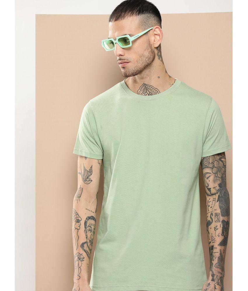     			Difference of Opinion Cotton Regular Fit Solid Half Sleeves Men's T-Shirt - Green ( Pack of 1 )