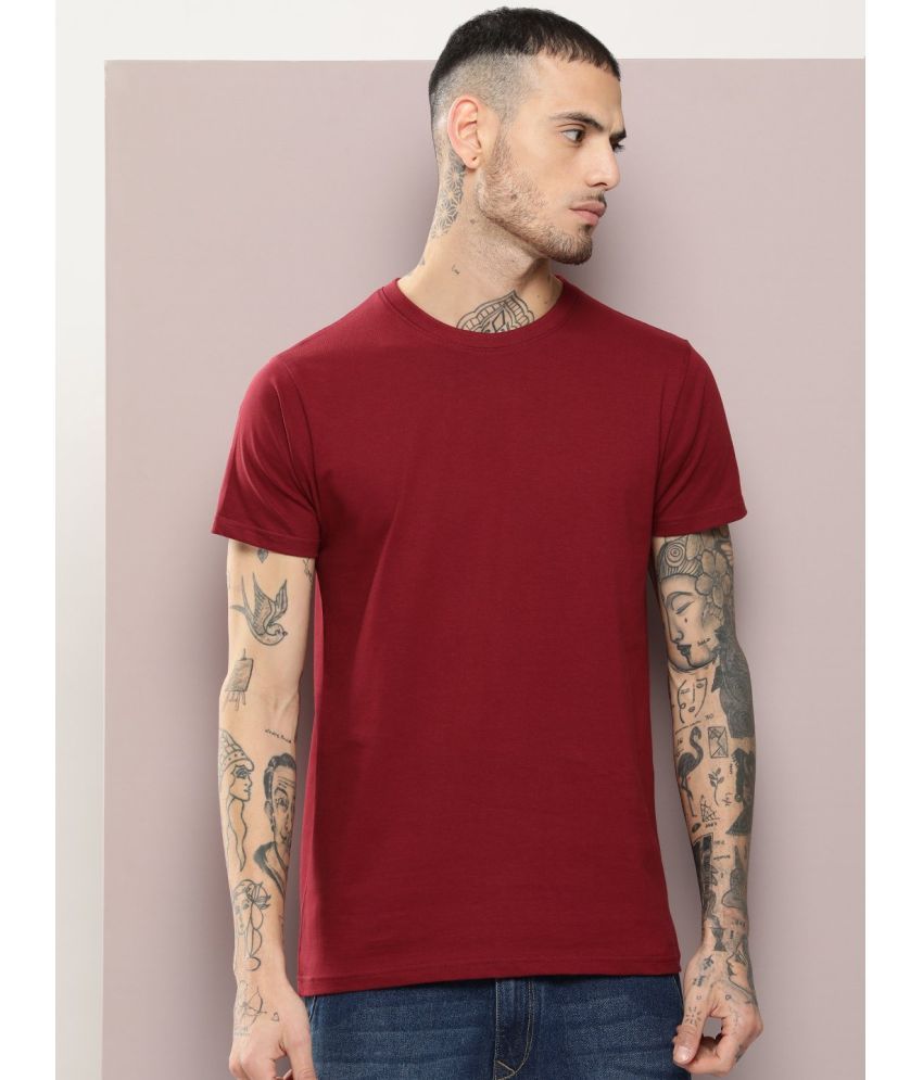     			Dillinger Cotton Regular Fit Solid Half Sleeves Men's T-Shirt - Maroon ( Pack of 1 )