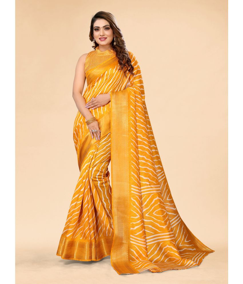     			HEMA SILK MILLS Cotton Silk Embellished Saree With Blouse Piece - Mustard ( Pack of 1 )