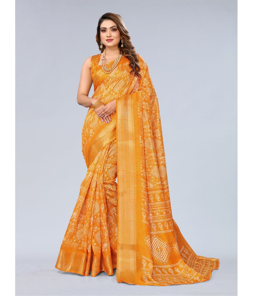     			HEMA SILK MILLS Cotton Silk Embellished Saree With Blouse Piece - Yellow ( Pack of 1 )