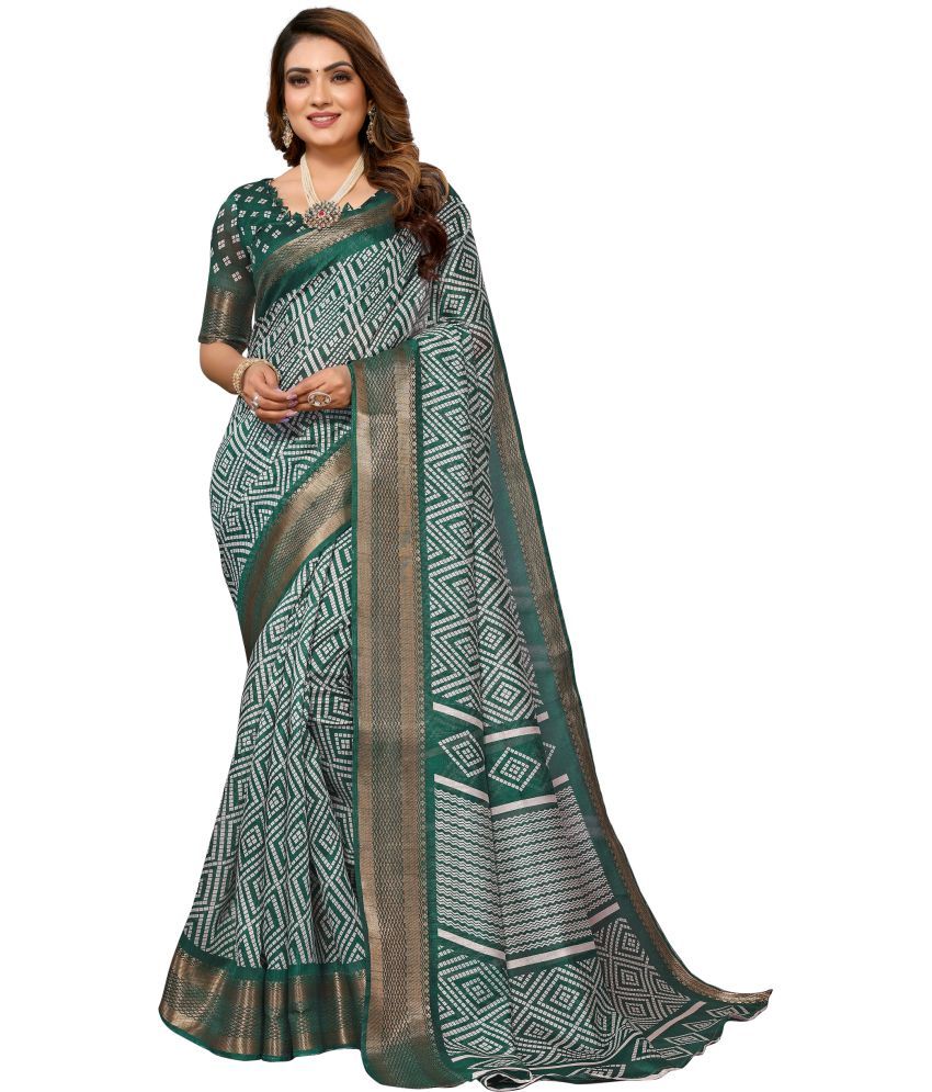     			HEMA SILK MILLS Cotton Silk Embellished Saree With Blouse Piece - Green ( Pack of 1 )