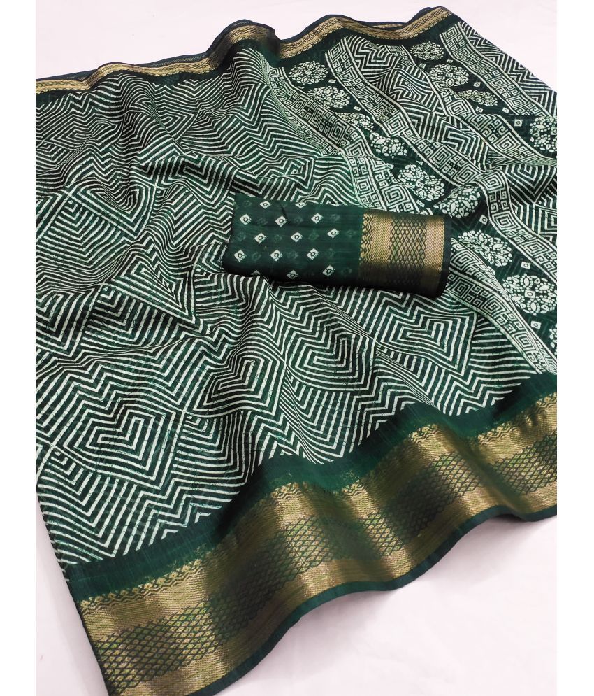     			HEMA SILK MILLS Cotton Silk Printed Saree With Blouse Piece - Mint Green ( Pack of 1 )