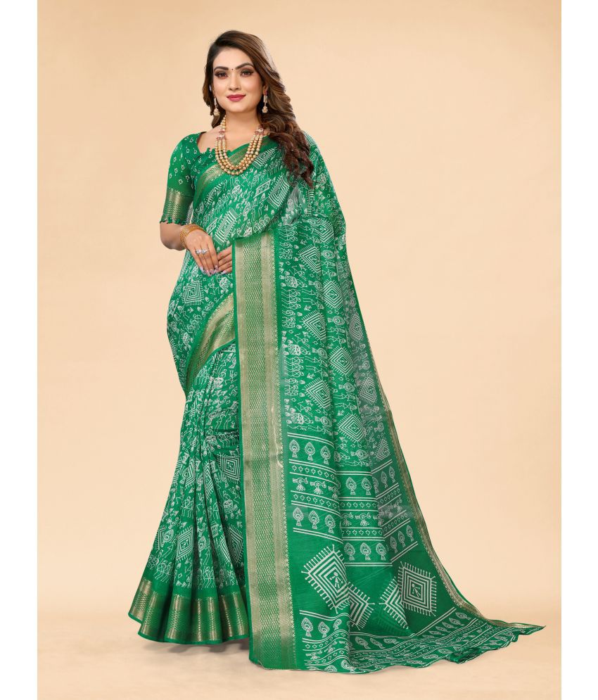     			HEMA SILK MILLS Cotton Silk Embellished Saree With Blouse Piece - Green ( Pack of 1 )