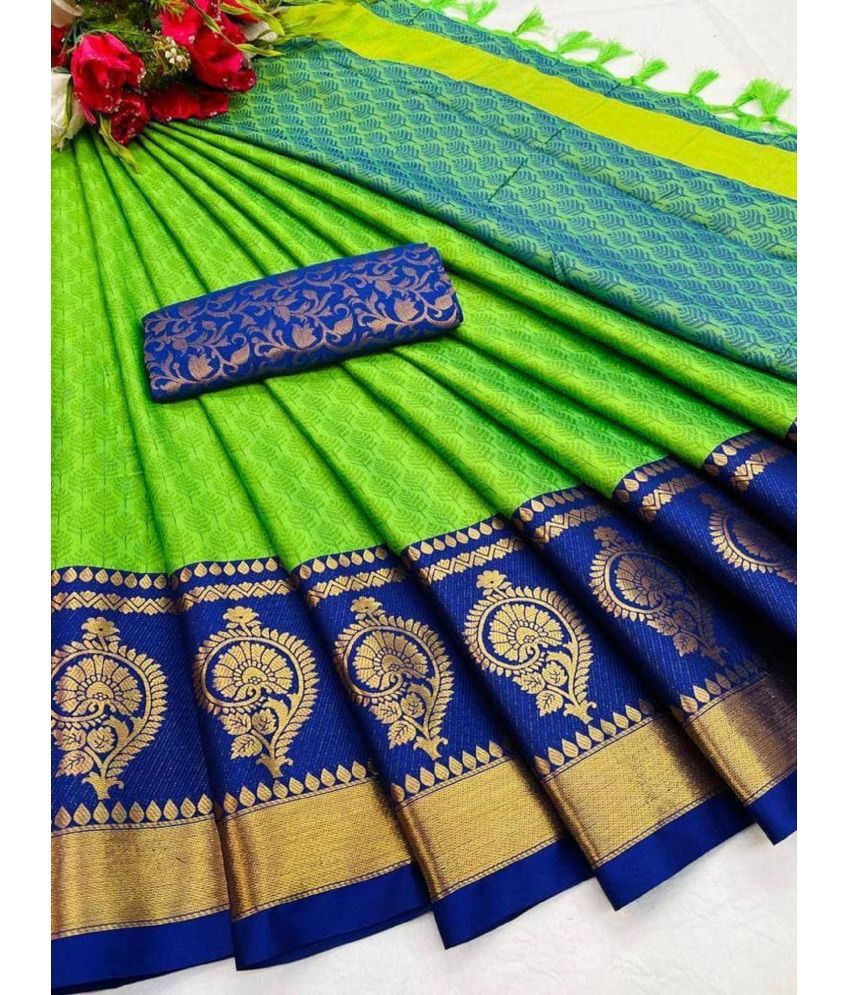     			JULEE Banarasi Silk Embellished Saree With Blouse Piece - Mint Green ( Pack of 1 )