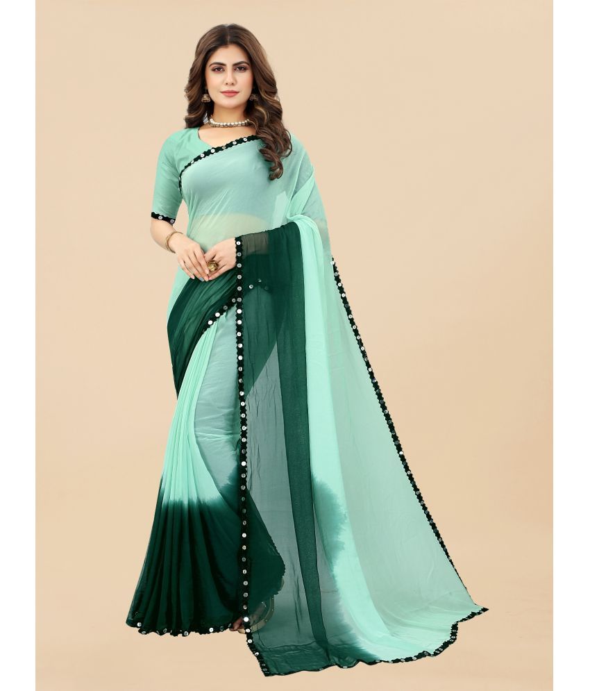     			JULEE Georgette Embellished Saree With Blouse Piece - Mint Green ( Pack of 1 )