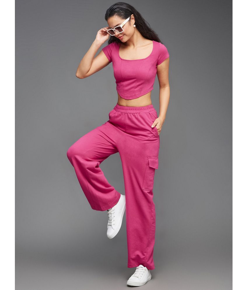     			Miss Chase Pink Solid Pant Top Set