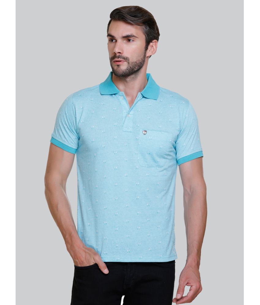     			Otaya Plus Cotton Blend Regular Fit Printed Half Sleeves Men's Polo T Shirt - Blue ( Pack of 1 )